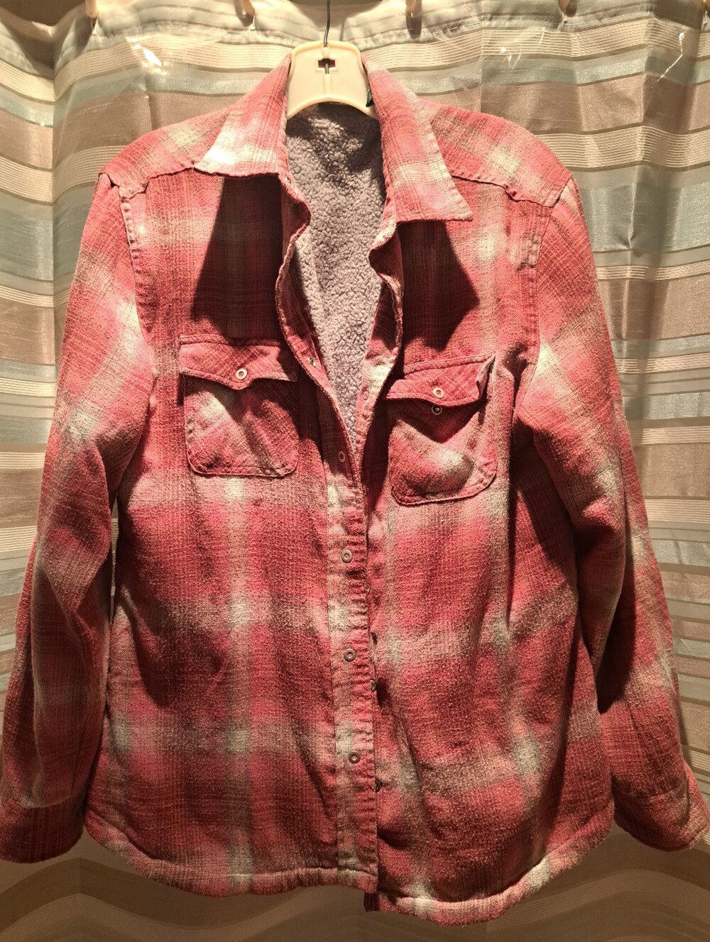 Women’s Pink Plaid Sherpa-Lined Jacket